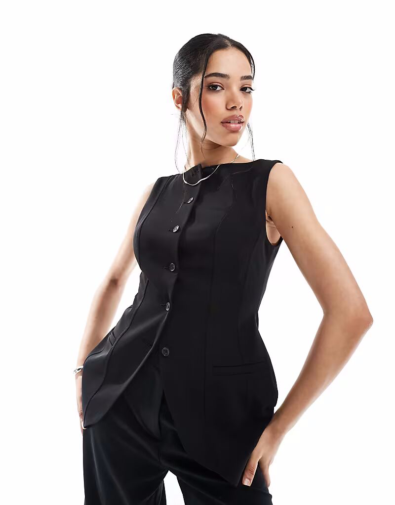 

Жилет-корсет с вырезом-лодочкой ASOS DESIGN черного цвета