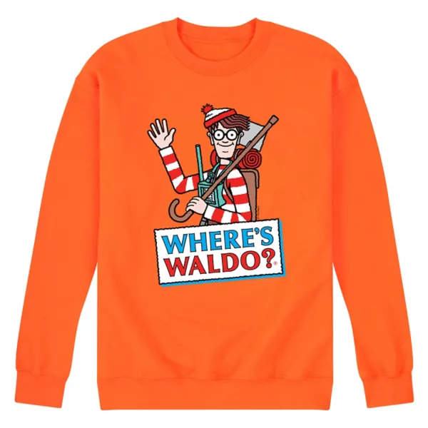 

Мужская флисовая толстовка с логотипом Where's Waldo Licensed Character, цвет safety orange