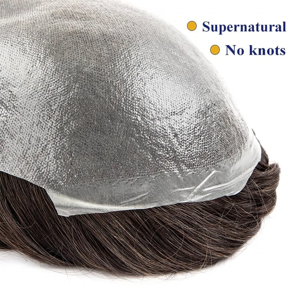 Мужской парик-накладка из натуральных волос Ultra-Thin Skin Ehairc, 2# — фото 3