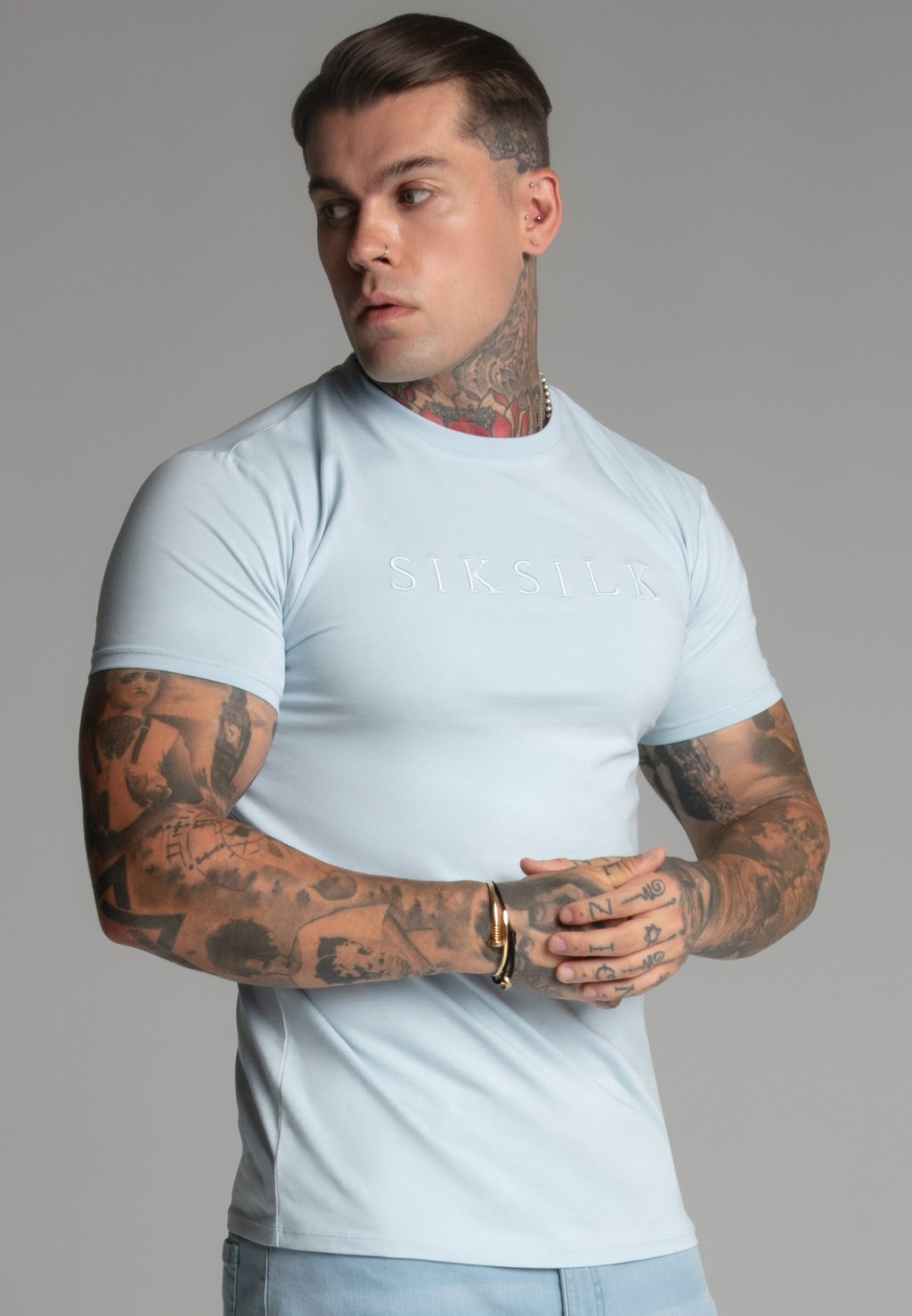 

Футболка с принтом MUSCLE FIT SIKSILK, синий