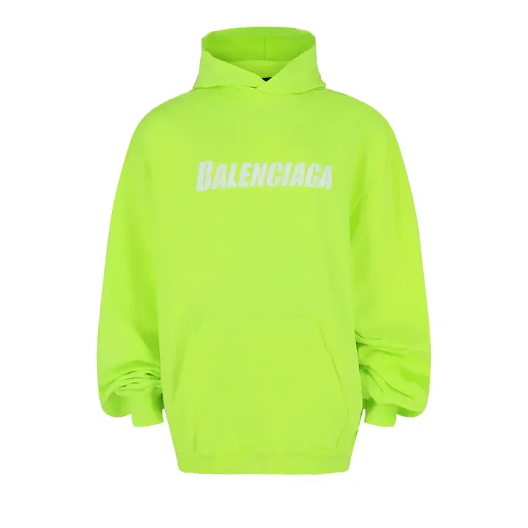 Худи Balenciaga с рваным графическим принтом, цвет «желтый/флуоресцентный белый»