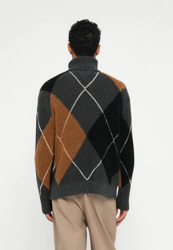 Свитер с высоким воротником из шерстяной смеси с ромбовидным узором Tommy Hilfiger, Dark Grey Heather — фото 3