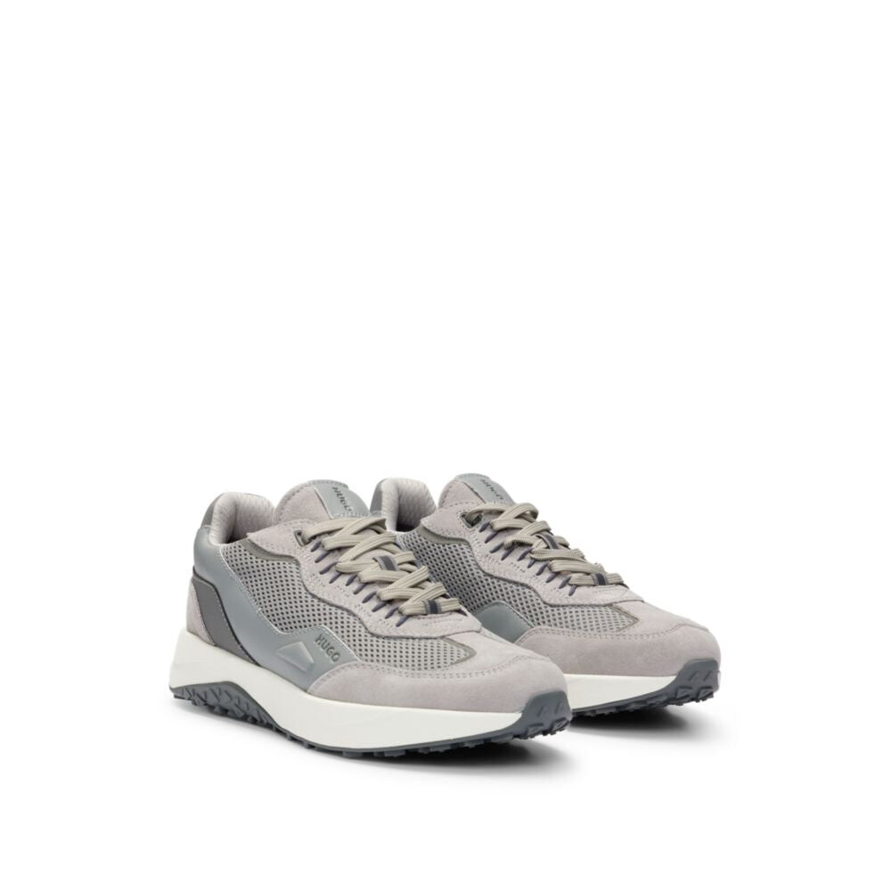 

Кожаные кроссовки на шнуровке с сетчатой ​​отделкой Hugo, цвет Light Beige
