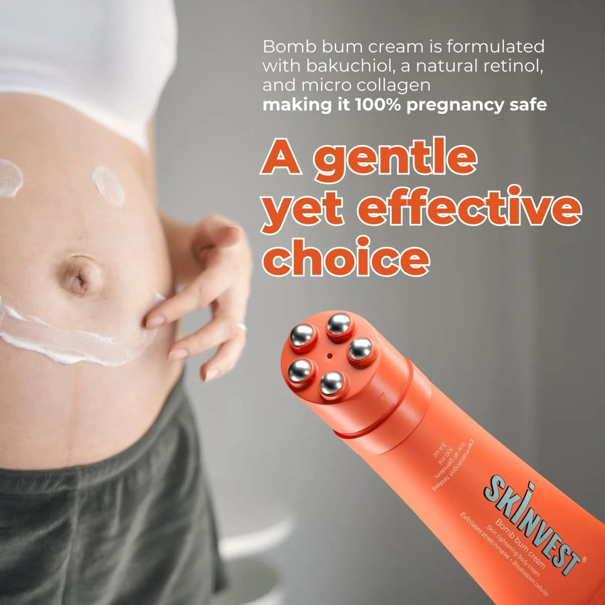 Крем для тела с массажером Skinvest Bomb Bum Body Cream 100 мл белый — фото 2