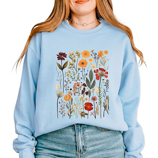 

Винтажный свитшот с прессованными цветами Simply Sage Market, Light Blue