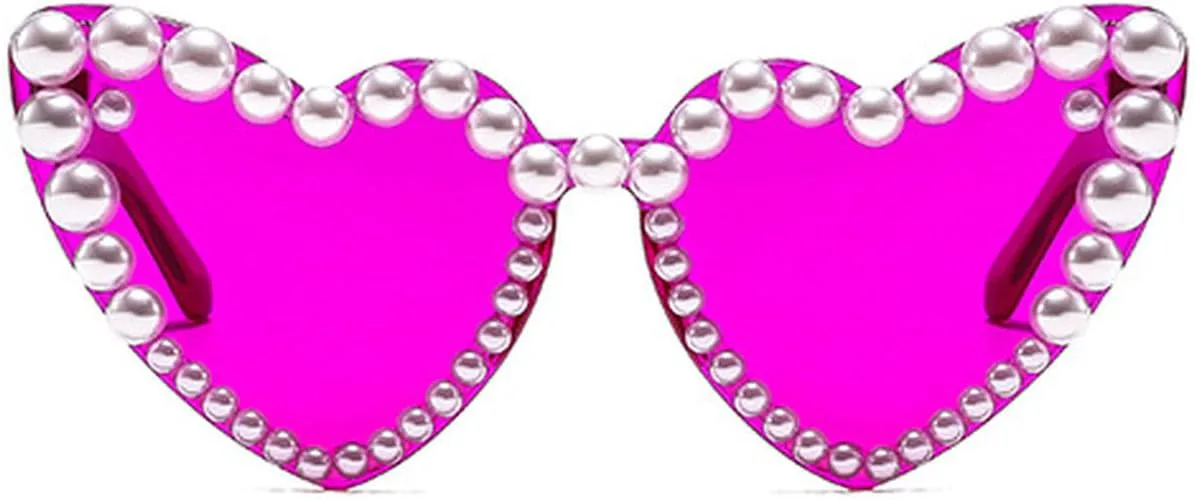 

Солнцезащитные очки Laureles без оправы в форме сердца с жемчужными вставками для женщин, винтажные солнцезащитные очки в стиле Y2K, для отдыха на природе и пляже, C6
