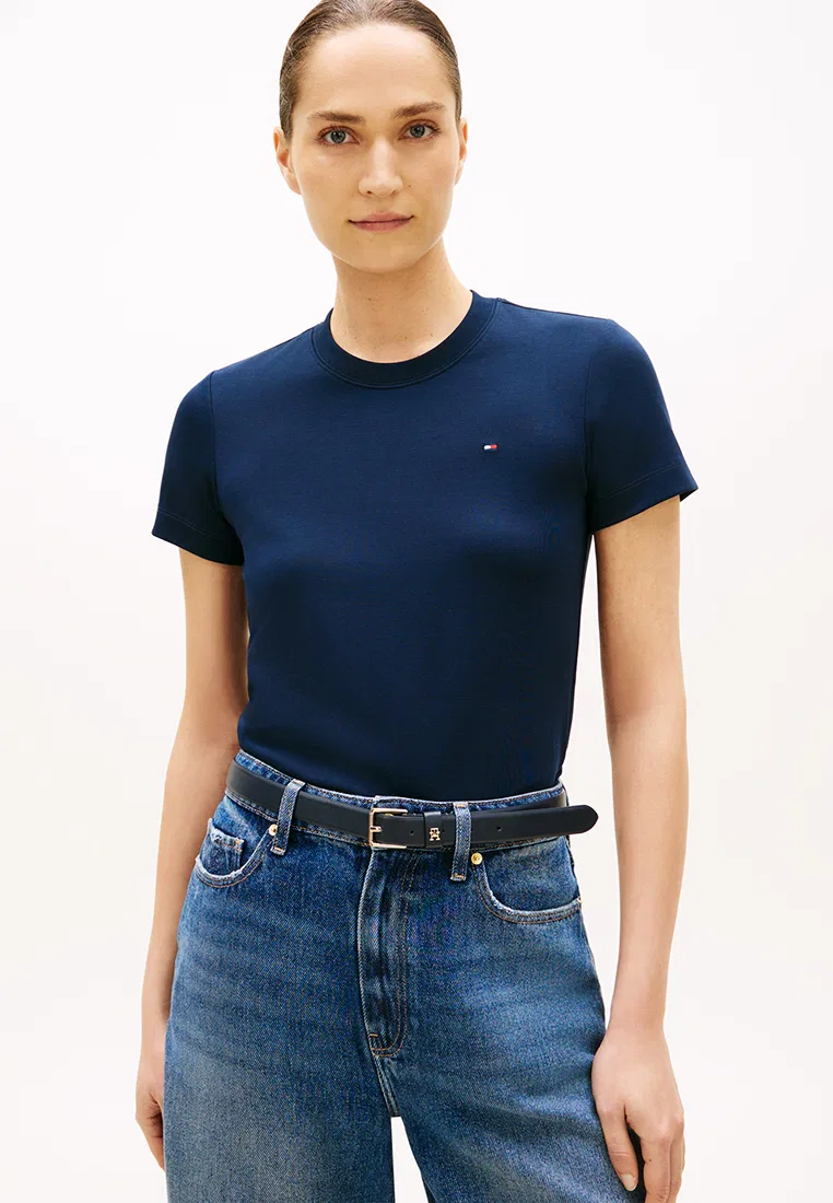 Футболка с круглым вырезом и коротким рукавом, Interlock, TH Mainline Tommy Hilfiger, темно-синий — фото 3