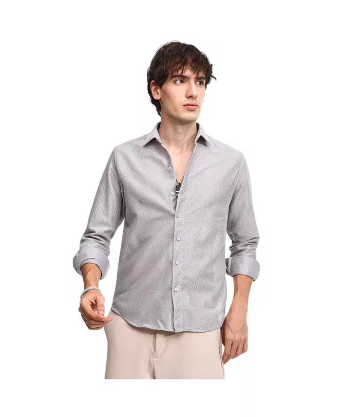 

Мужская рубашка Cloud Grey Mesh-Texture Campus Sutra, серый