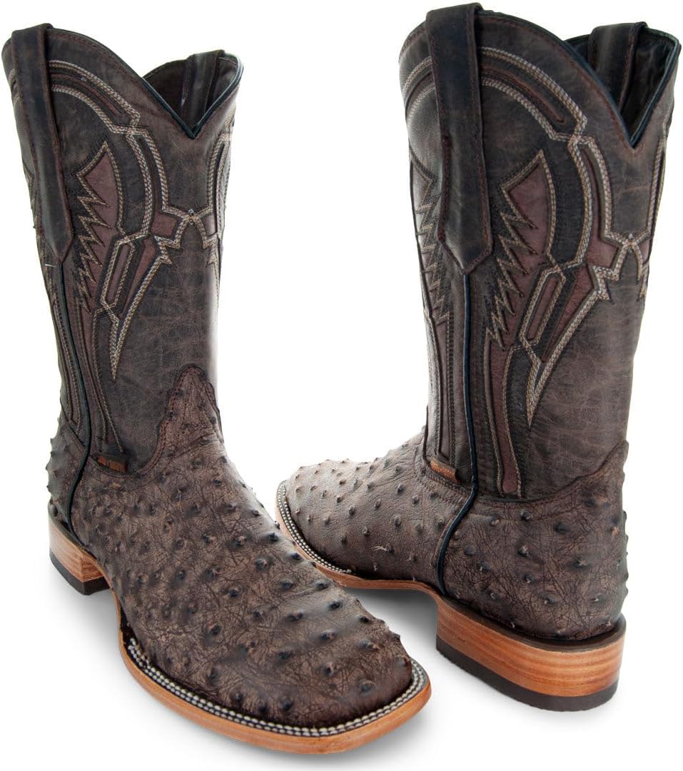 Мужские ковбойские сапоги Soto Boots с экзотическим принтом страуса Out of the Wild, мужские ковбойские сапоги с экзотическим принтом, вестерн сапоги для мужчин H50031, коричневый — фото 2