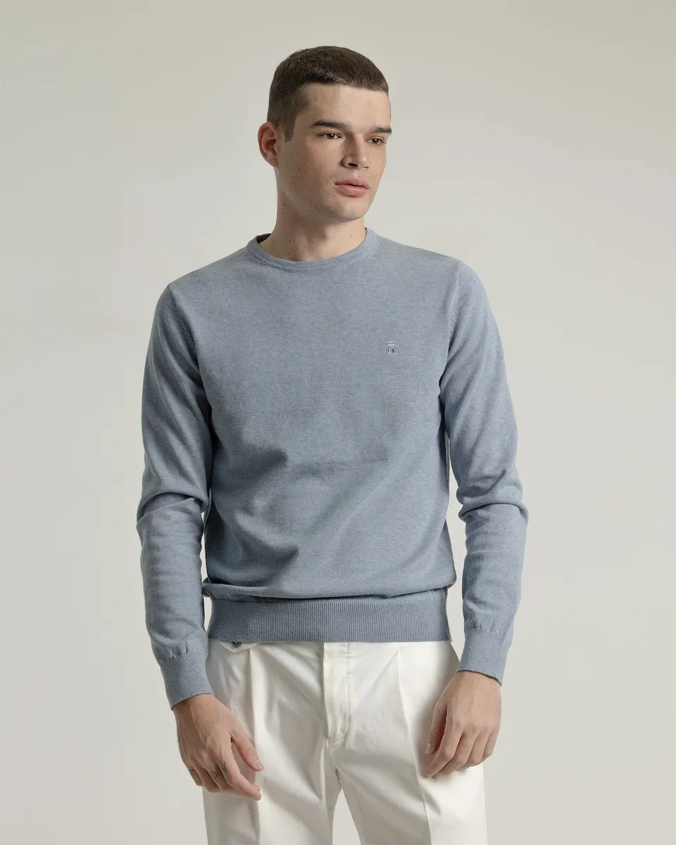 

Мужской свитер с круглым вырезом из хлопка PuroEgo, светло-голубой