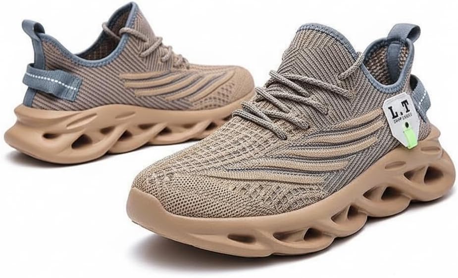 

Мужские спортивные повседневные легкие кроссовки с вязаным сетчатым верхом, дышащая мягкая подошва, без шнурков, для комфорта и высокой производительности, на весь день и на все сезоны Ctkvbmeoi, бежевый