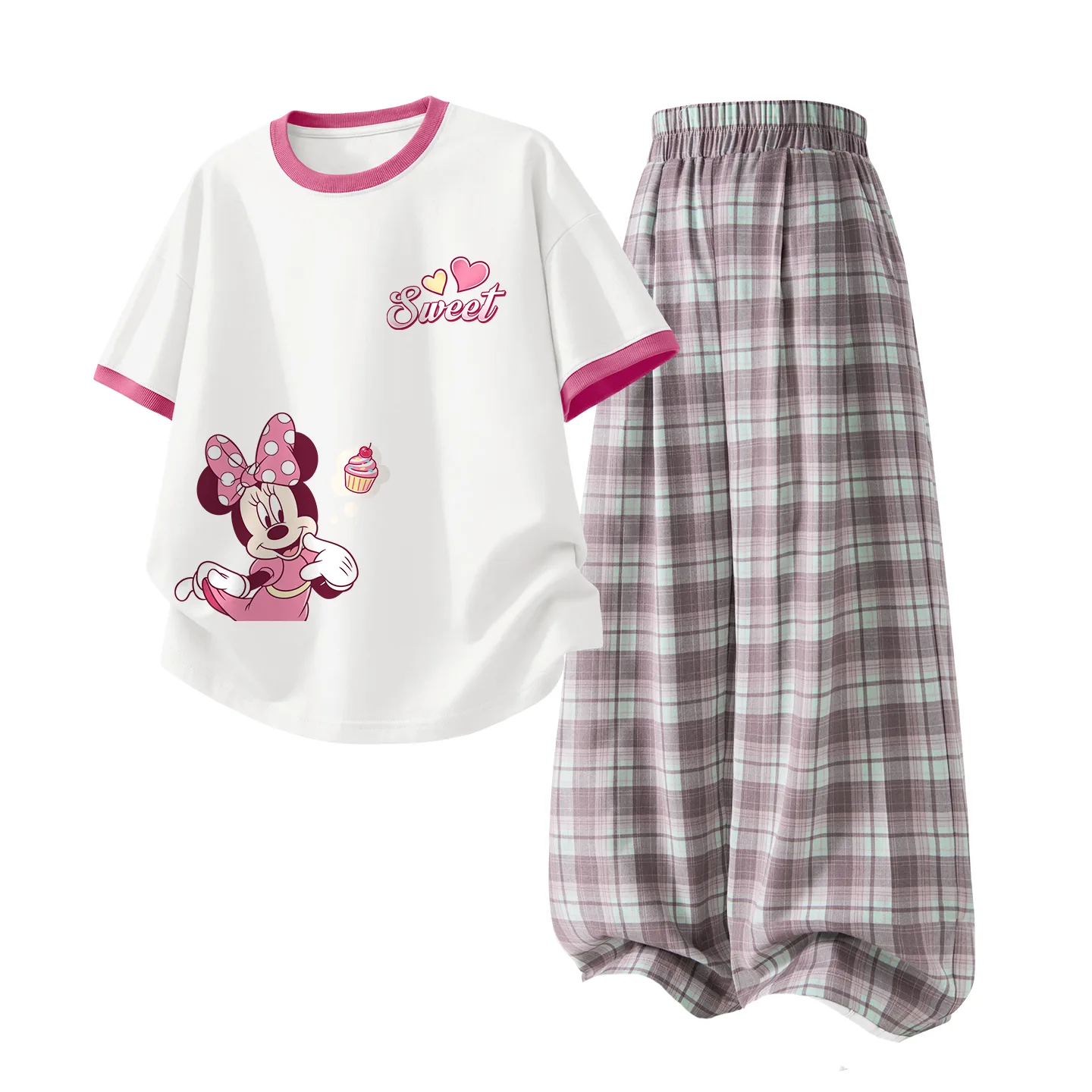 Casual Sportswear 2 Piece Set Kids' Disney, di gao sweetie k белый красный+solid розовый