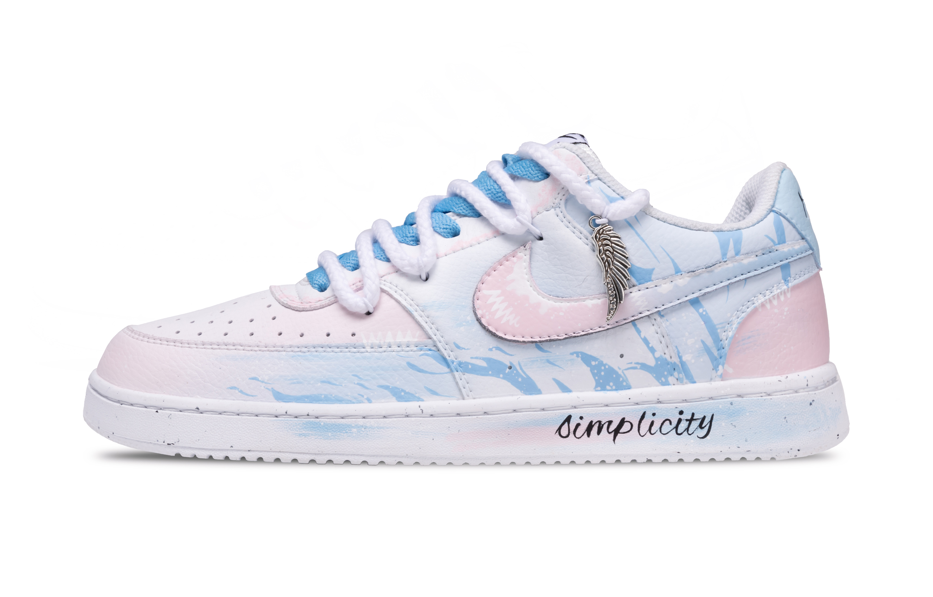

Nike Кроссовки Court Vision 1 Dreamy Wing с антискользящим покрытием, низкие, для скейтбординга, светло-синие, мужские
