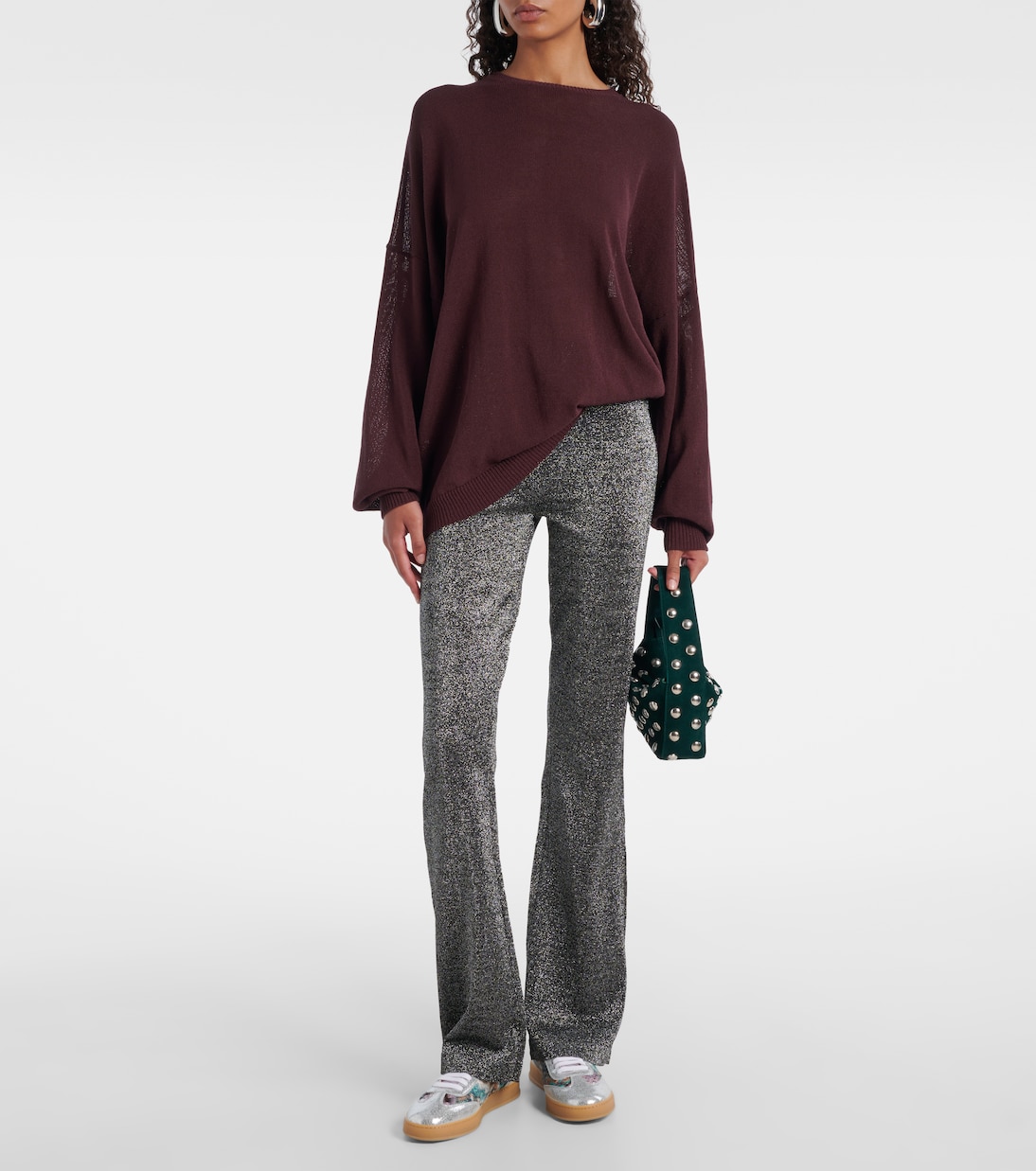 Кроссовки из металлизированной кожи с зигзагообразным узором Missoni, серебряный — фото 3