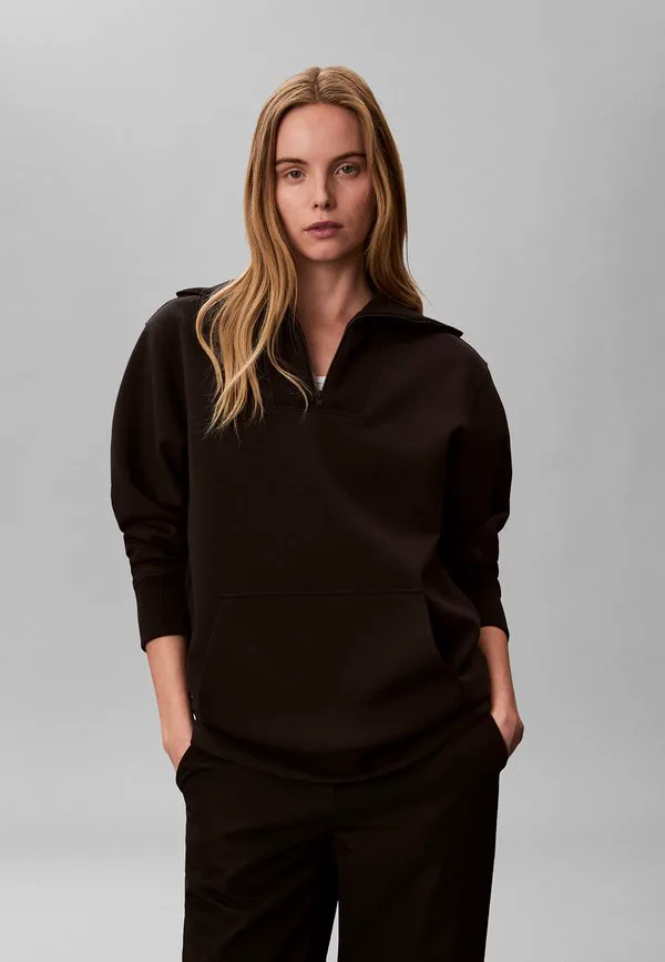 

Толстовка свободного кроя с воротником-молнией Calvin Klein, Black, Черный, Толстовка свободного кроя с воротником-молнией Calvin Klein, Black