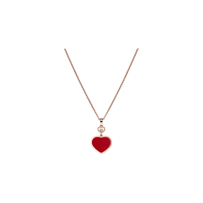 

Chopard - подвеска на цепочке my happy hearts из этичного розового золота, с бриллиантом и корниолом - 797482-5820 CHOPARD