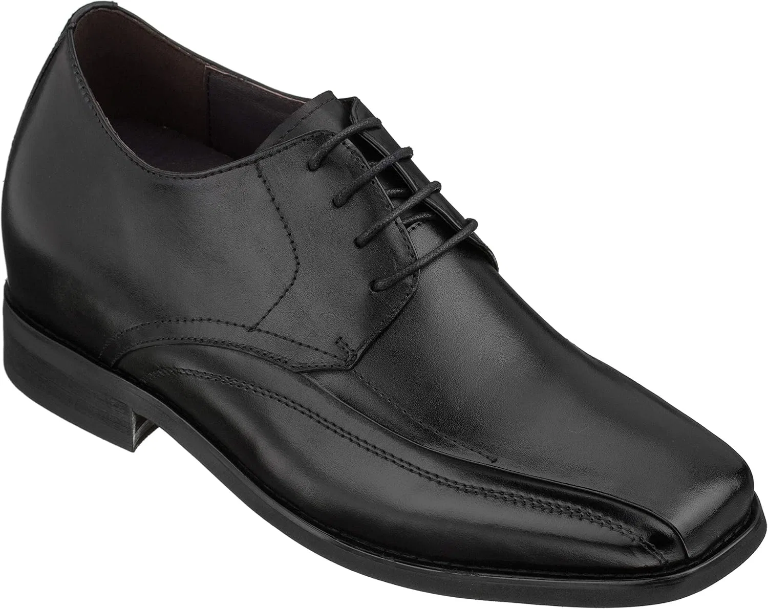 Мужские туфли-оксфорды Calden Invisible Height Climber Shoes - черные кожаные, на шнуровке, легкие, на 7,5 см выше - K333021