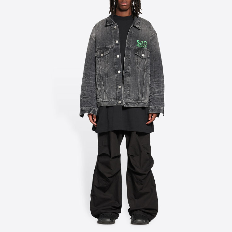 Balenciaga Джинсовая куртка унисекс черно-серая, Black Gray — фото 4
