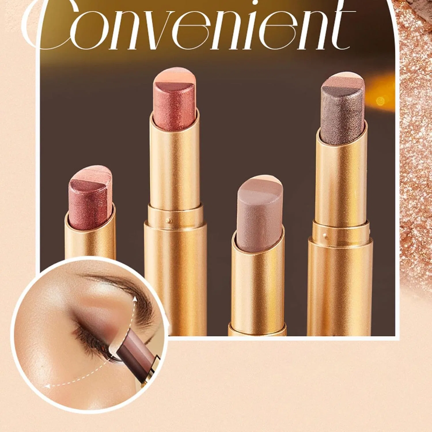 Набор теней для век Gradient Eyeshadow Pencil Cream Stick, 4 шт., водостойкие, мерцающие — фото 2