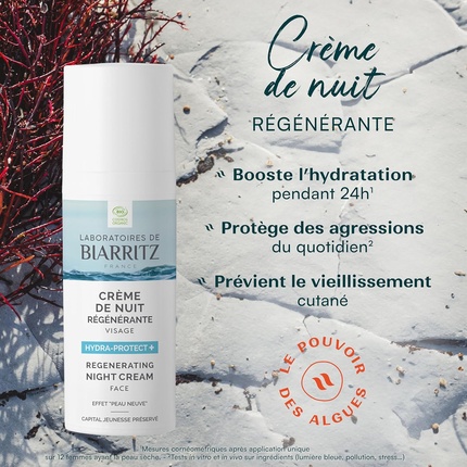 Крем для лица Laboratoires De Biarritz — Ночной восстанавливающий Hydra-Protect для лица, органический — фото 2