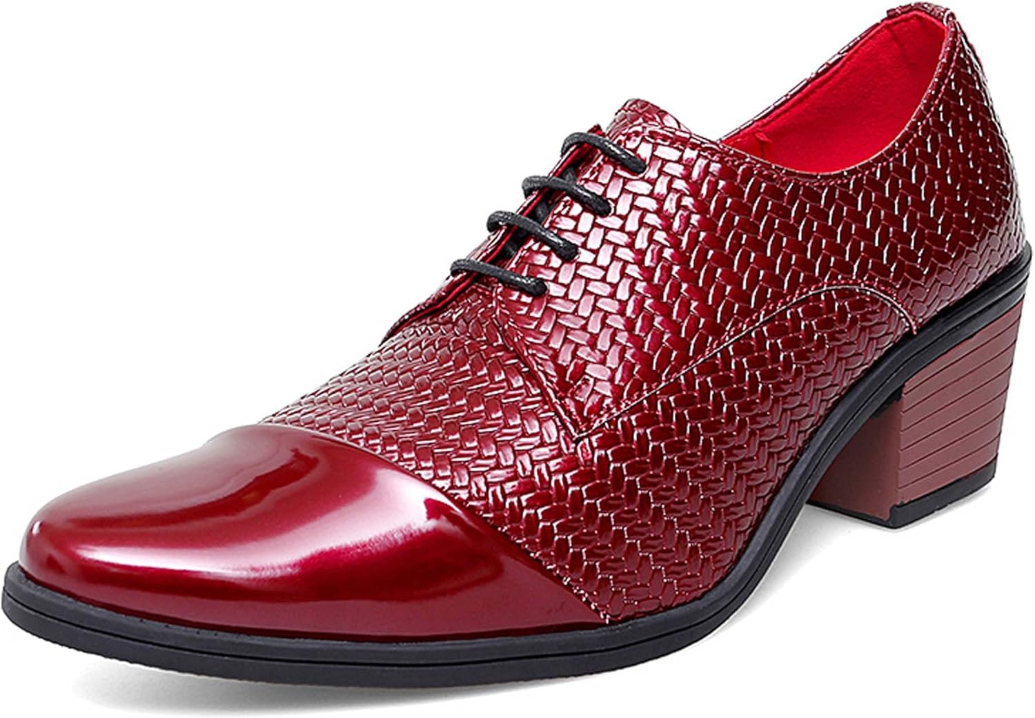 

Мужские оксфорды с толстой подошвой, модные заостренные деловые туфли в стиле casual, формальные, противоскользящие, с эффектом увеличения роста, для офиса, банкетов, свадеб, костюмов, платьев, кожаные ботинки Generic, красный