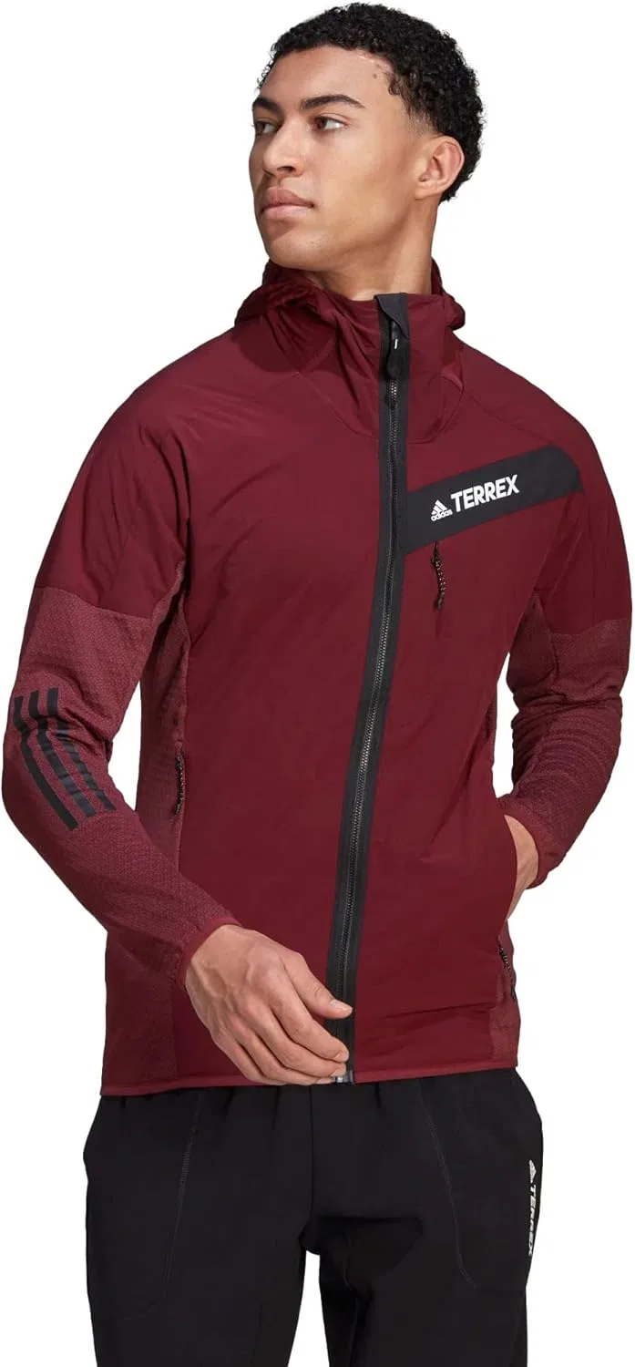 Мужская ветровка adidas Techrock Flooce Wind с капюшоном и застежкой-молнией, цвет Shadow Red