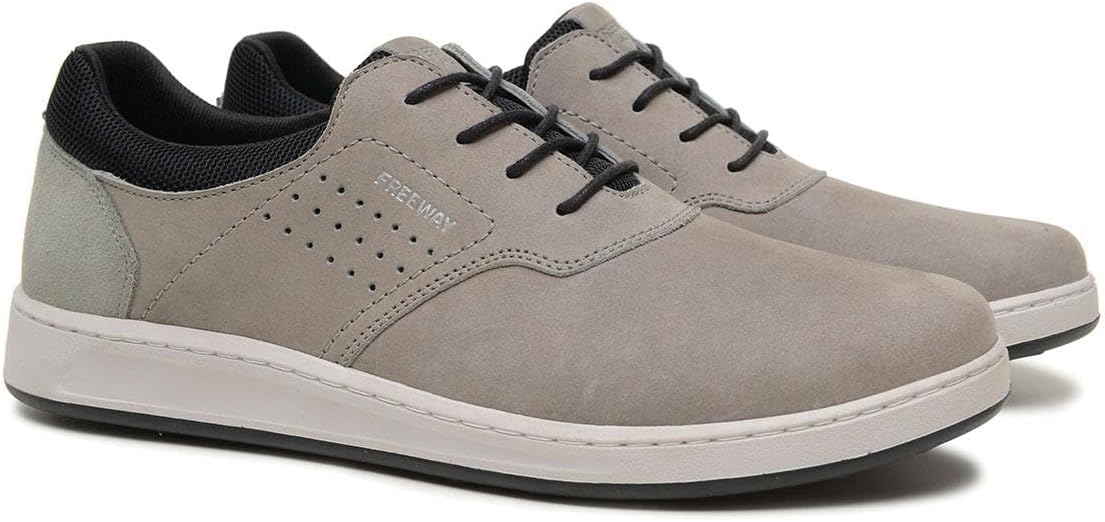 

Мужские замшевые кеды Freeway Oxford Cooper11, верх из мягкой замши, дышащая сетчатая подкладка, легкая резиновая подошва, амортизирующая стелька - повседневная комфортная обувь для прогулок, серый