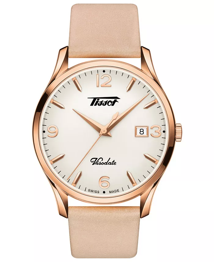 

Унисекс-часы Swiss Heritage Visodate с бежевым кожаным ремешком, 40 мм Tissot