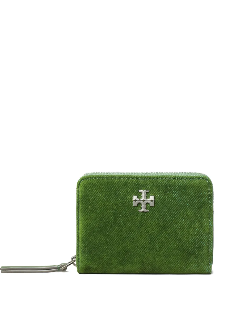 

Маленький кошелек Kira с круговой молнией Tory Burch, зеленый