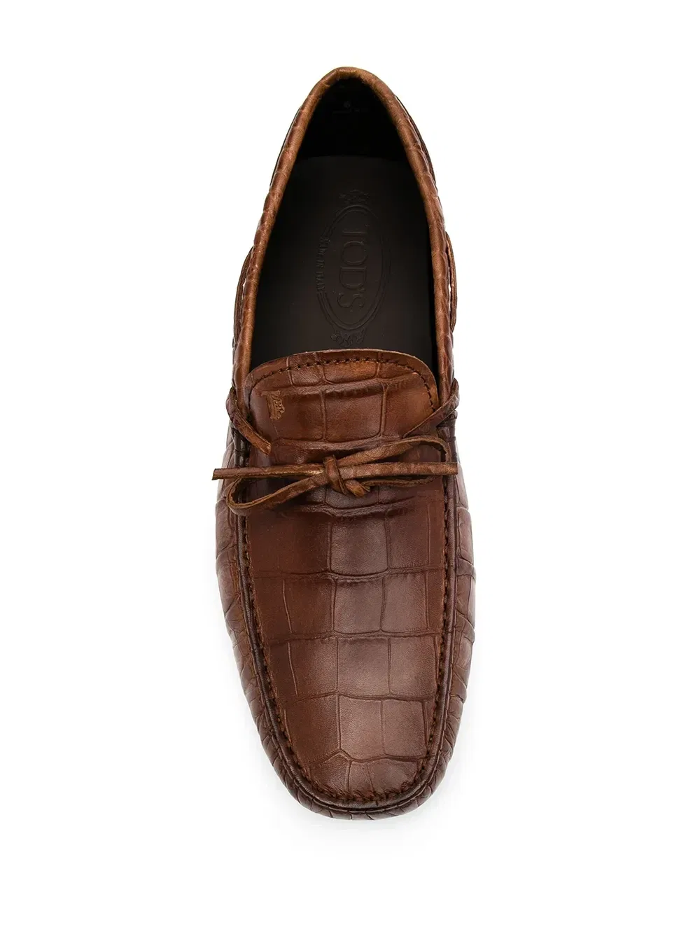 Лоферы Gommino с тиснением под крокодила Tod'S, коричневый — фото 4