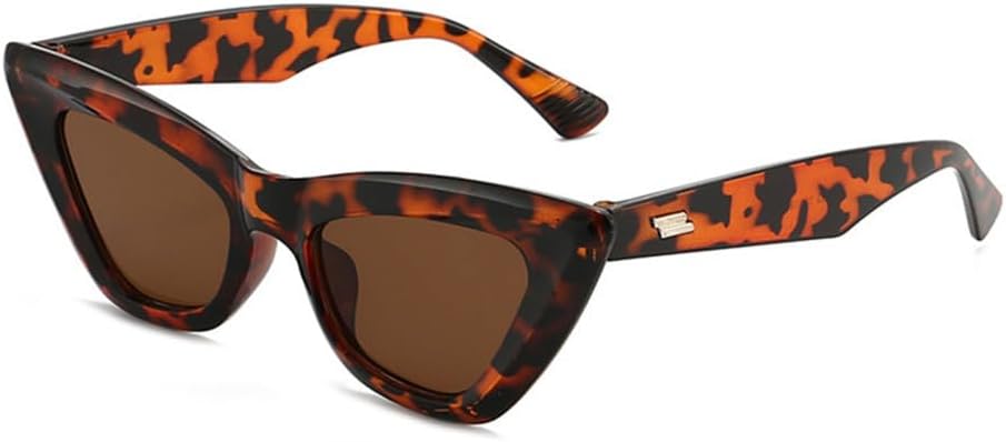 

Солнцезащитные очки «кошачий глаз» для женщин, полосатая металлическая оправа, ретро-очки, защита от УФ-излучения UV400, женские очки увеличенного размера generic, C9 Leopard Tea