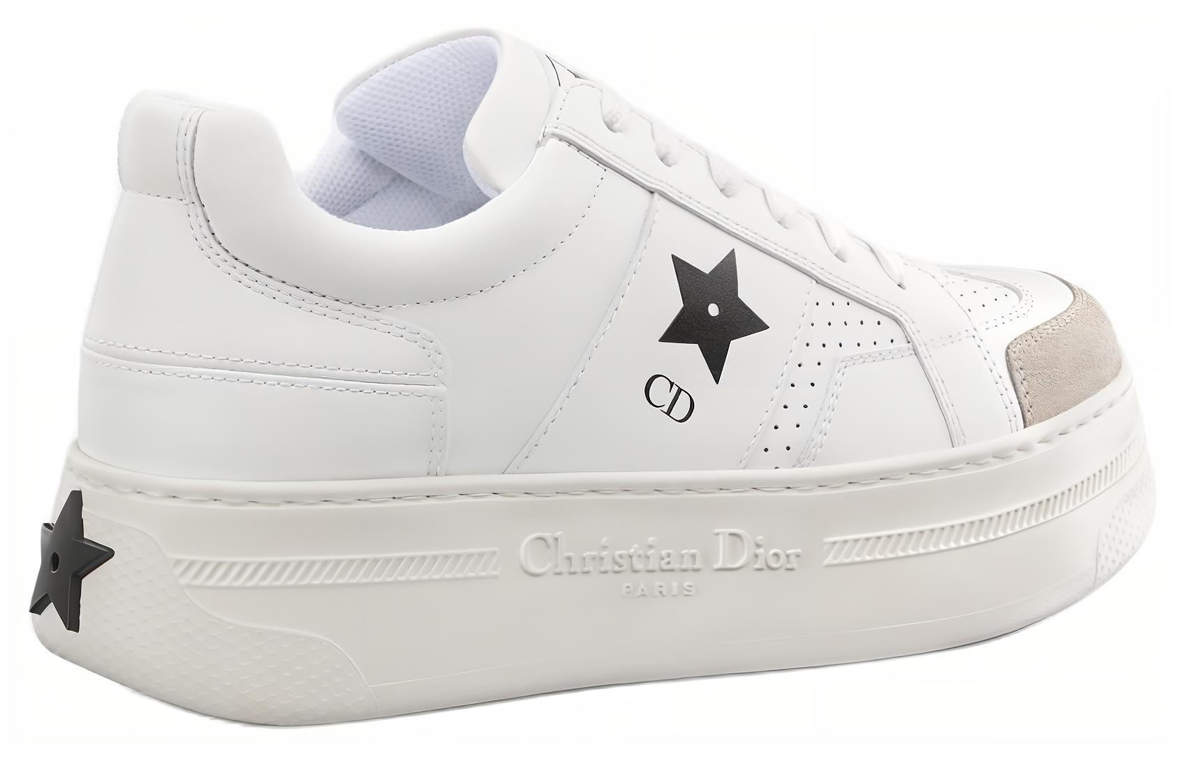 Диоровские звездные низкие скейтерские туфли женские белые Dior Star — фото 4
