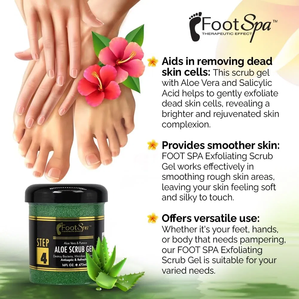 Скраб-гель для тела FootSpa с алоэ вера и салициловой кислотой, 16 унций — фото 3
