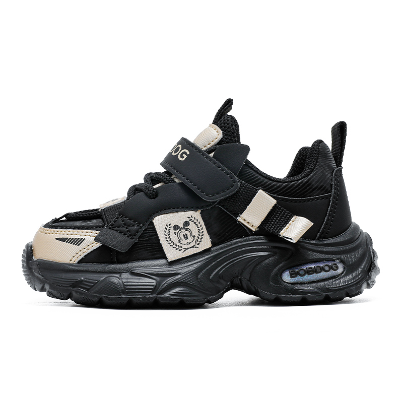 

Спортивная беговая коллекция Противоскользящие, износостойкие, с амортизацией, с термоподдержкой Низкие кроссовки для детей Повседневная обувь Bobdog, 53206 черный/new бежевый (spring fall leather)