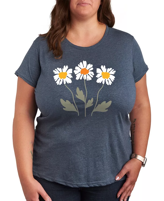 

Футболка с принтом "Ретро ромашки" Plus Size Hybrid Apparel, синий