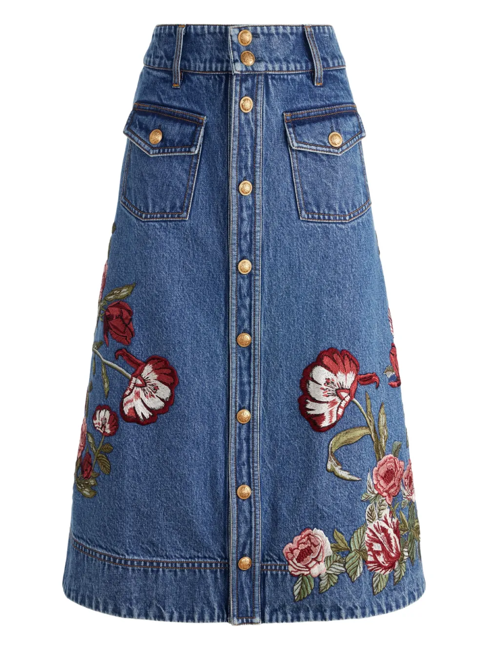 

Джинсовая юбка Dahlia с цветочной вышивкой alice + olivia, синий