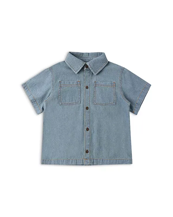 Джинсовая рубашка с короткими рукавами - для маленького ребенка Rylee + Cru, Blue