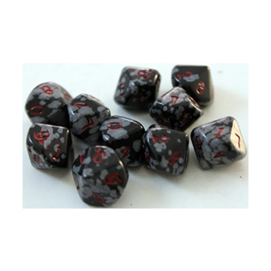

Snowflake Obsidian (черный/белый) (набор d10 из 10 шт.) с чехлом, Dwarven Stones - Dice Carved From Real Stone - 12mm