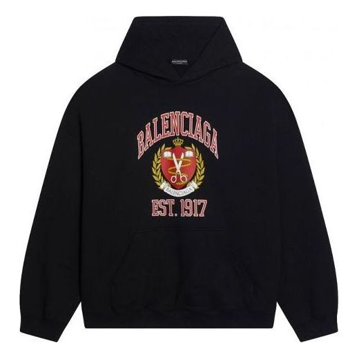 

Худи Balenciaga Est. 1917 College Logo Print Hoodie Wide Fit 'Black', черный