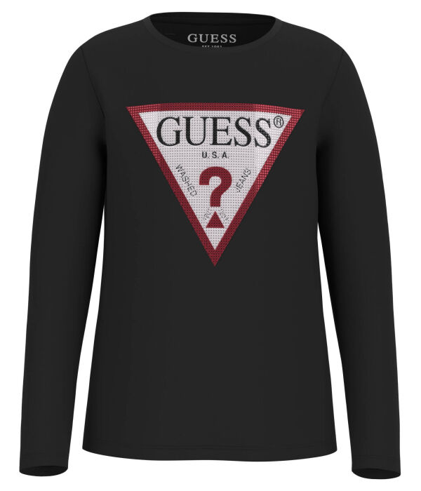 

Лонгслив детский Guess с фирменным принтом, черный
