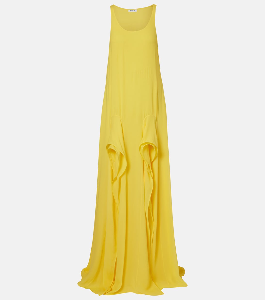 

Платье макси из жоржета с оборками Alaïa, Jaune Vif