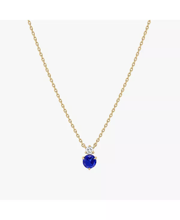 

Ожерелье с двумя камнями-зодиаками, покрытое 14-каратным золотом, идея для личного подарка на праздник Bearfruit Jewelry, sapphire