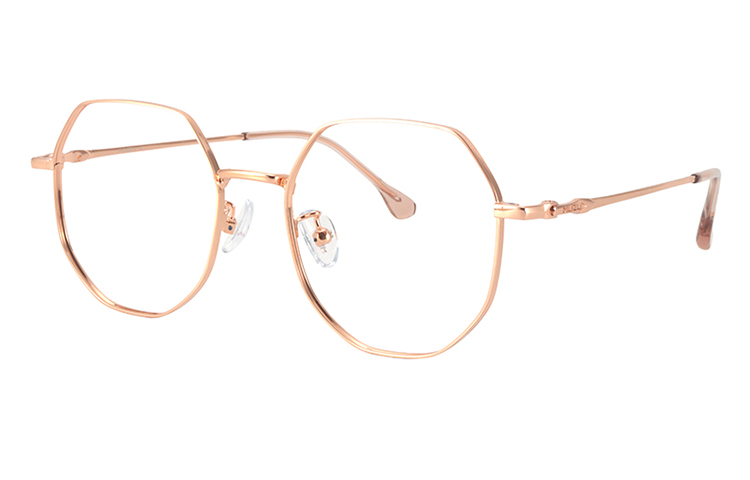 

MUZU Оправы для очков из сплава неправильной формы унисекс, Rose Gold-C12 & Plano Blue Light Blocking Lens