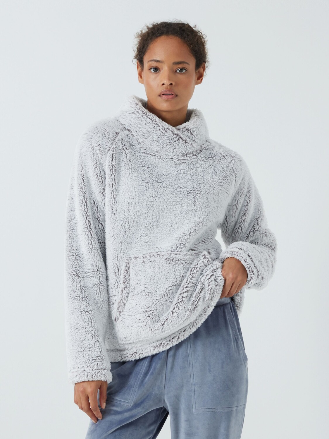 

Флисовый топ с высоким ворсом John Lewis, серый