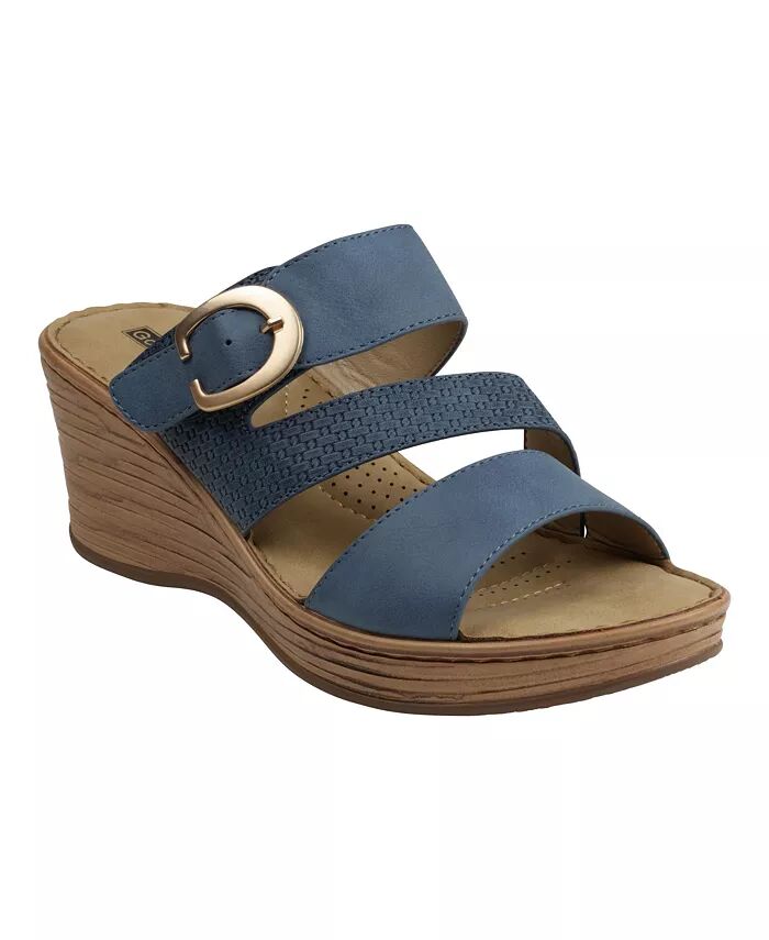 Женские босоножки Odalis Buckle Comfort на танкетке GC Shoes, синий