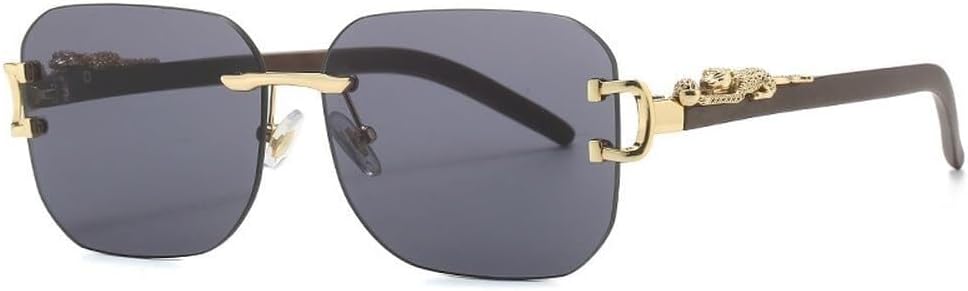 

Новые безободковые металлические солнцезащитные очки 2025 года для женщин и мужчин. Модные винтажные солнцезащитные очки класса люкс с защитой от УФ-излучения UV400 LXLHWN, Black