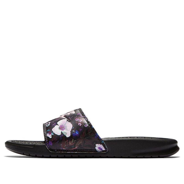 Тапочки benassi jdi print floral (w) 'black purple' Nike, черный