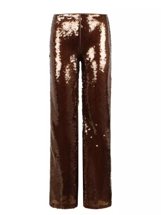 

Расклешенные брюки с пайетками Alberta Ferretti, коричневый