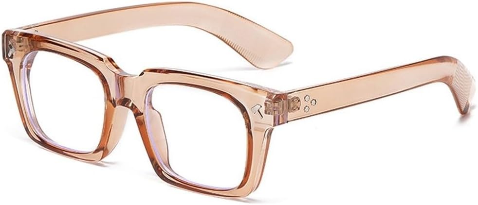 

Винтажные квадратные мужские солнцезащитные очки, модные желто-синие оттенки, защита от ультрафиолета UV400, женские трендовые очки в стиле панк с заклепками SKFGNX, Champagne Clear