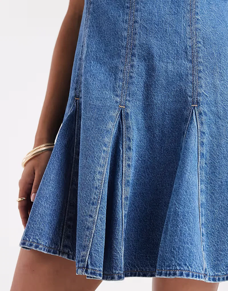 Плиссированное мини-платье из джинсовой ткани Levis Levi's, синий — фото 4